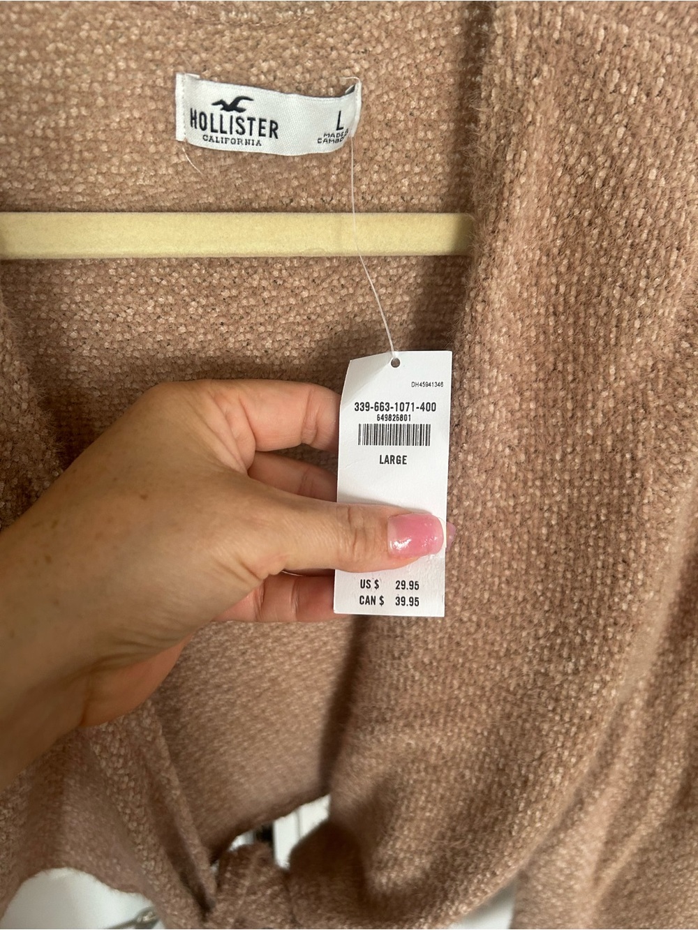 Hollister Open-Front Knit Cardigan in Dusty Blush